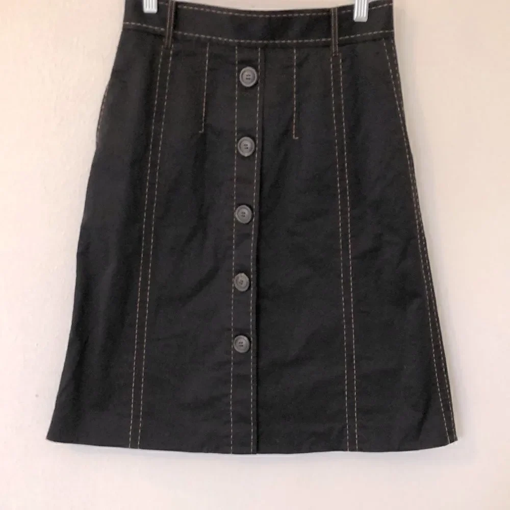 Gridear Black Button Front Western Cowgirl Denim Skirt Size 3